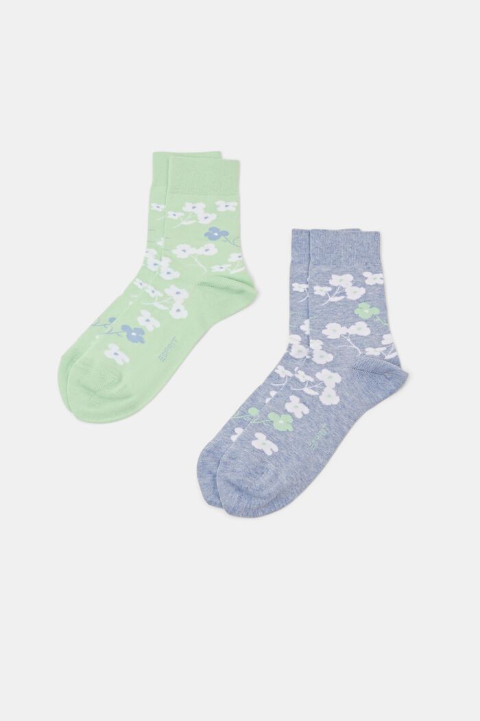 2-Pack Printed Chunky Knit Socks, GREEN / BLUE, detail image number 0