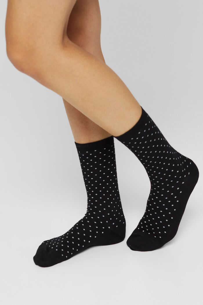 2-Pack Polka Dot Socks, Organic Cotton, BLACK, detail image number 1