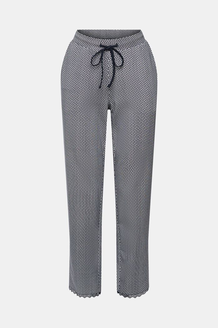 Printed jersey trousers with lace, NAVY, detail image number 6