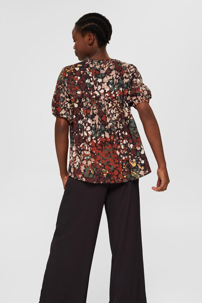Cotton blend print blouse, BLACK, detail image number 3