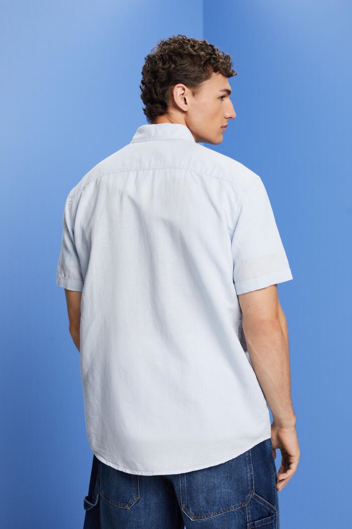 Linen and cotton blend short-sleeved shirt, LIGHT BLUE, detail image number 3