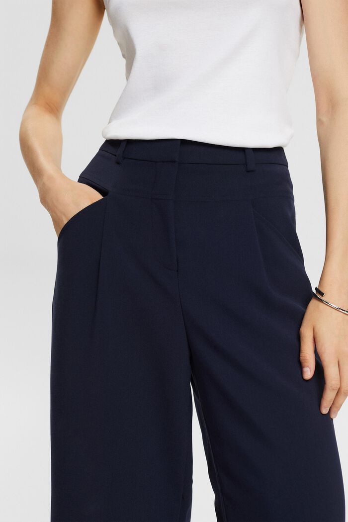 High-rise culottes with waist pleats, NAVY, detail image number 0