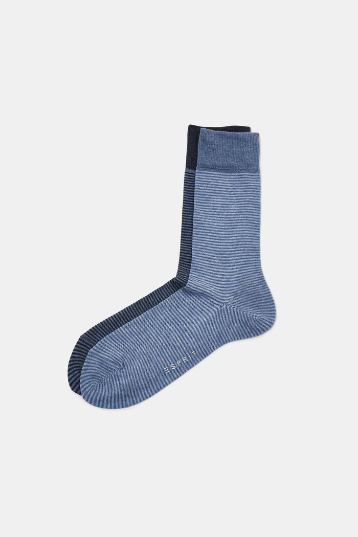 2-pack of striped socks, organic cotton, BLUE, detail image number 0