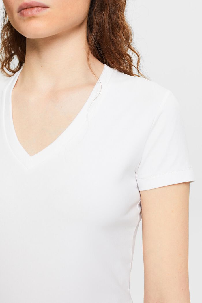 V-Neck Jersey T-Shirt, WHITE, detail image number 3