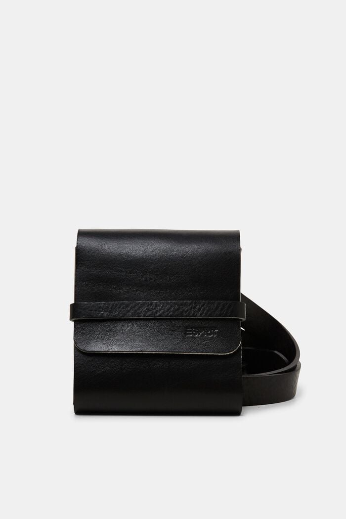 Genuine leather belt bag, BLACK, detail image number 0