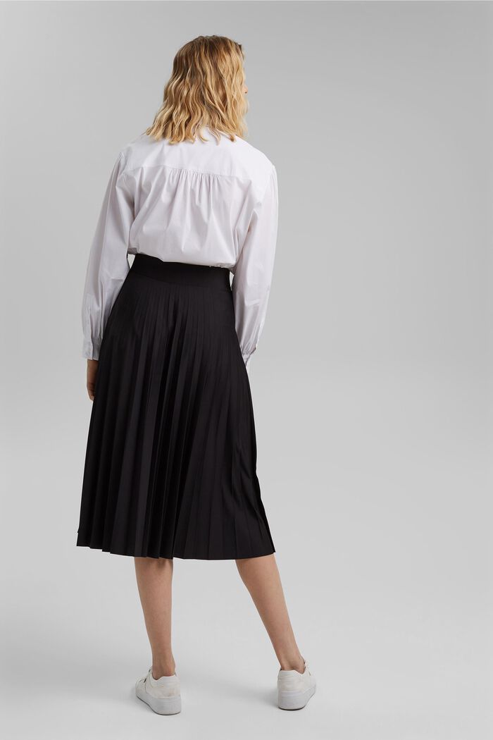Recycled: Pleated skirt with an elasticated waistband, BLACK, detail image number 3