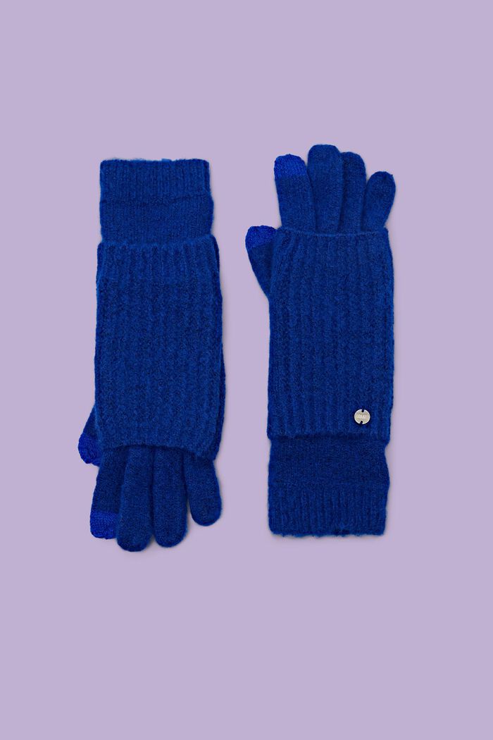 2-in-1 Knitted Gloves, BRIGHT BLUE, detail image number 0
