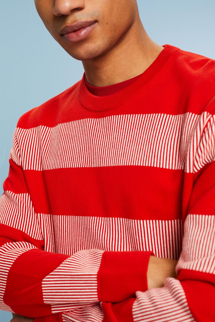 Striped Rib-Knit Sweater, RED, detail image number 3