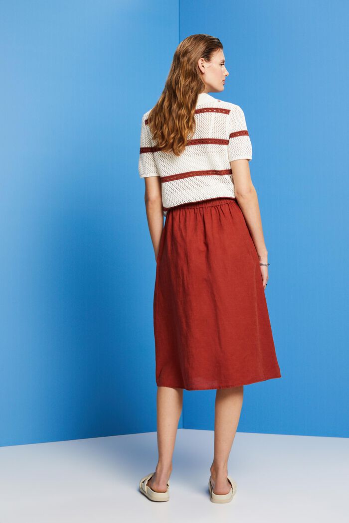 Midi skirt, linen-cotton blend, TERRACOTTA, detail image number 3