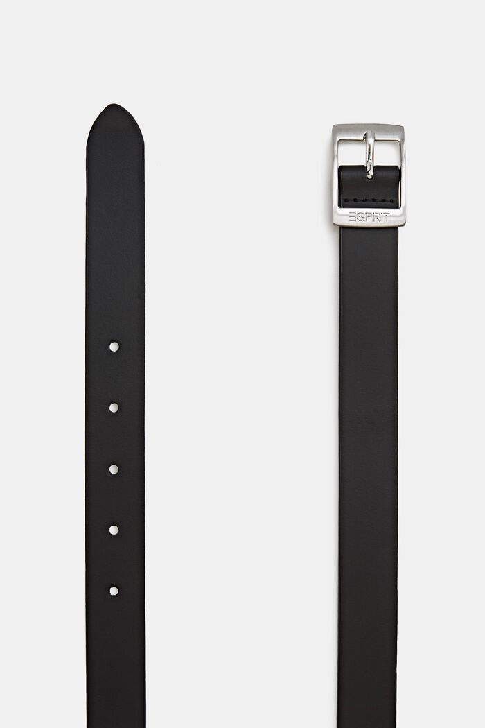 Elegant belt in a basic look made of leather, BLACK, detail image number 1