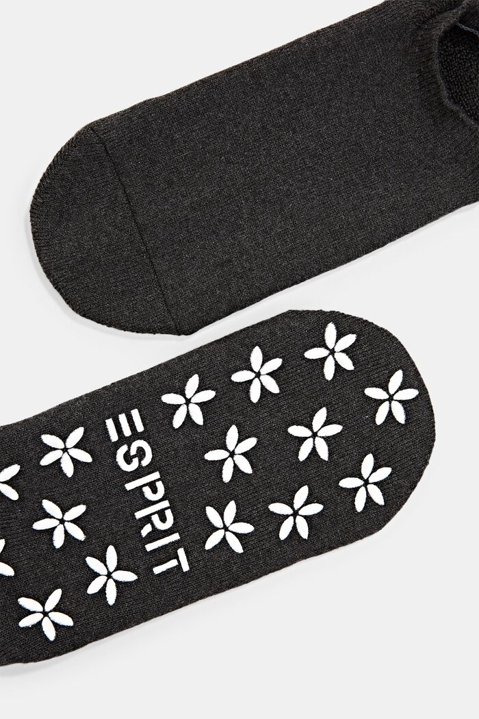 Non-slip short socks, organic cotton blend, ANTHRACITE MELANGE, detail image number 1