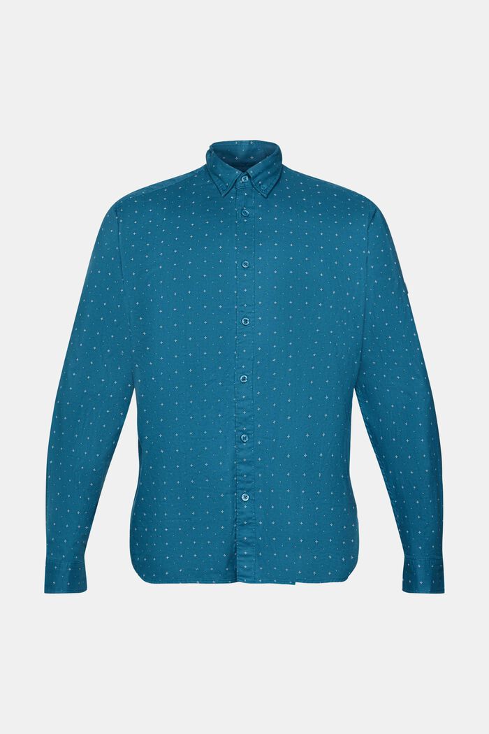 Button-down shirt with micro-print, DARK TURQUOISE, detail image number 6