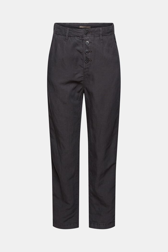 Linen blend: trousers with a button placket
