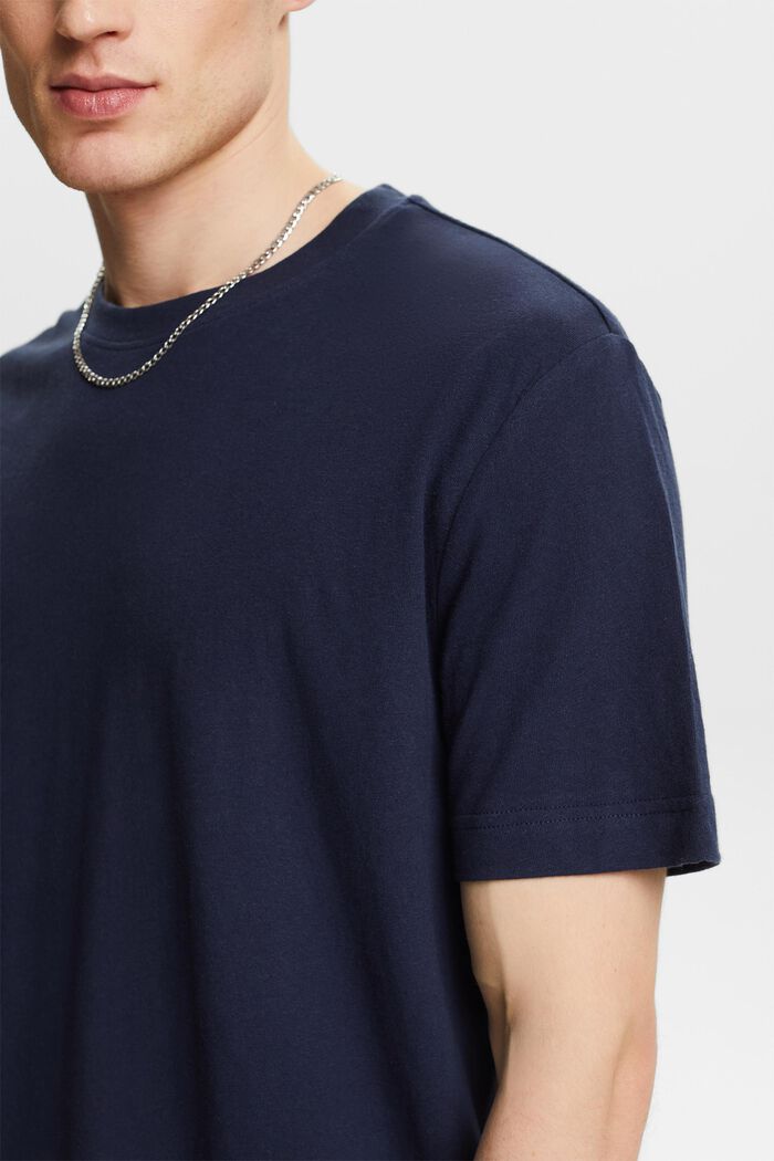 Cotton-Linen T-Shirt, NAVY, detail image number 3