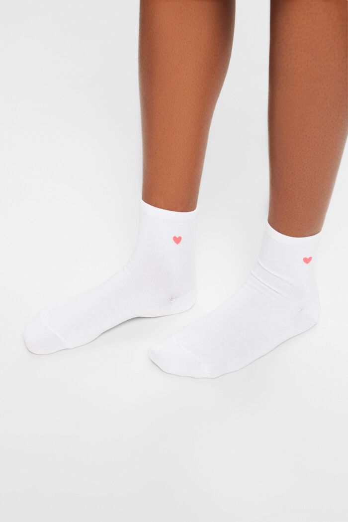 2-Pack Heart Socks, WHITE, detail image number 1