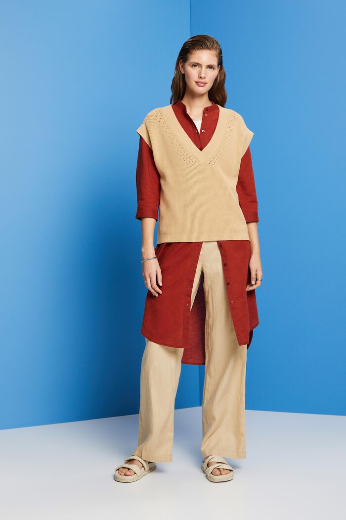 Belted shirt dress, linen-cotton blend, TERRACOTTA, detail image number 1