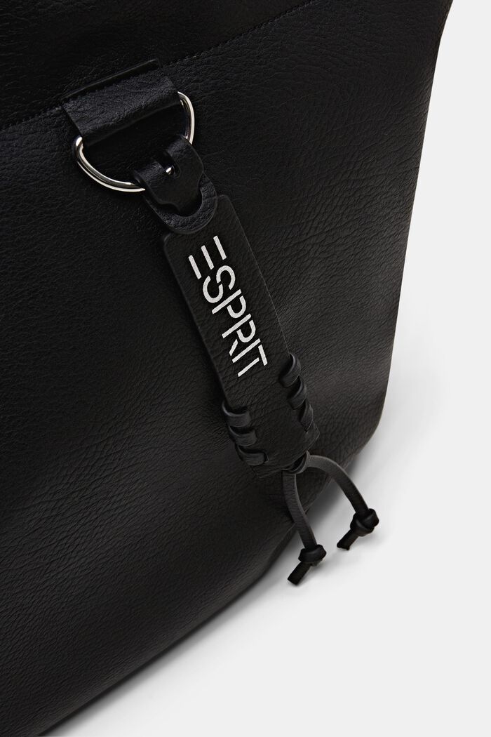 Big faux leather tote bag, BLACK, detail image number 1