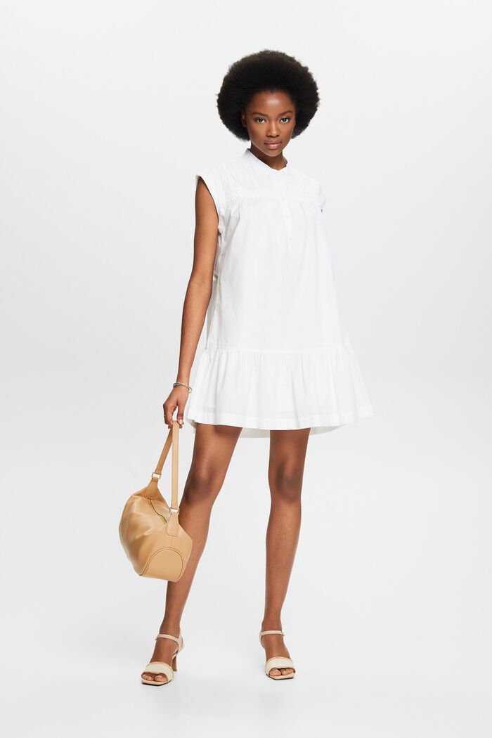 Flounced Hem Sleeveless Mini Dress, WHITE, detail image number 1