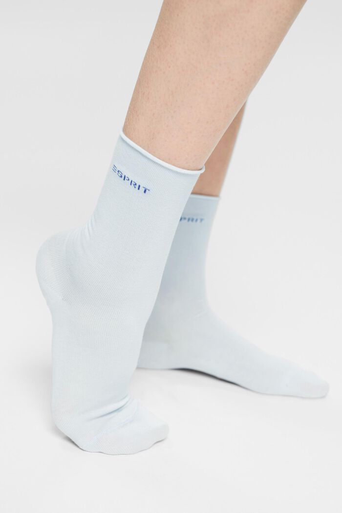 Blended cotton socks with rolled cuffs