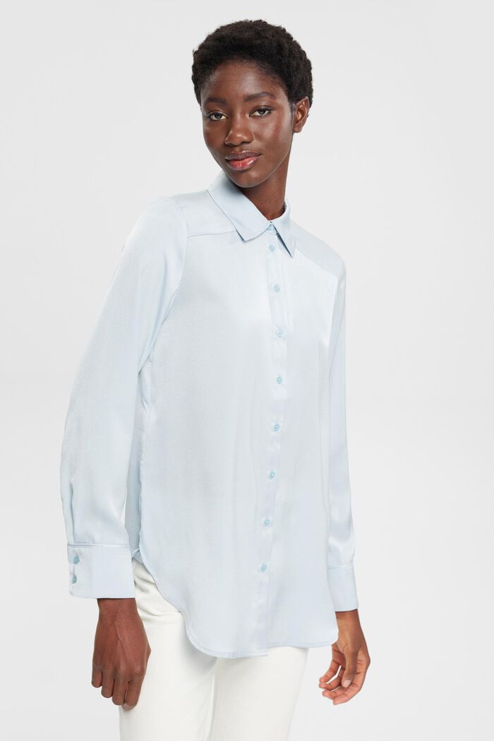 Satin blouse, PASTEL BLUE, detail image number 0