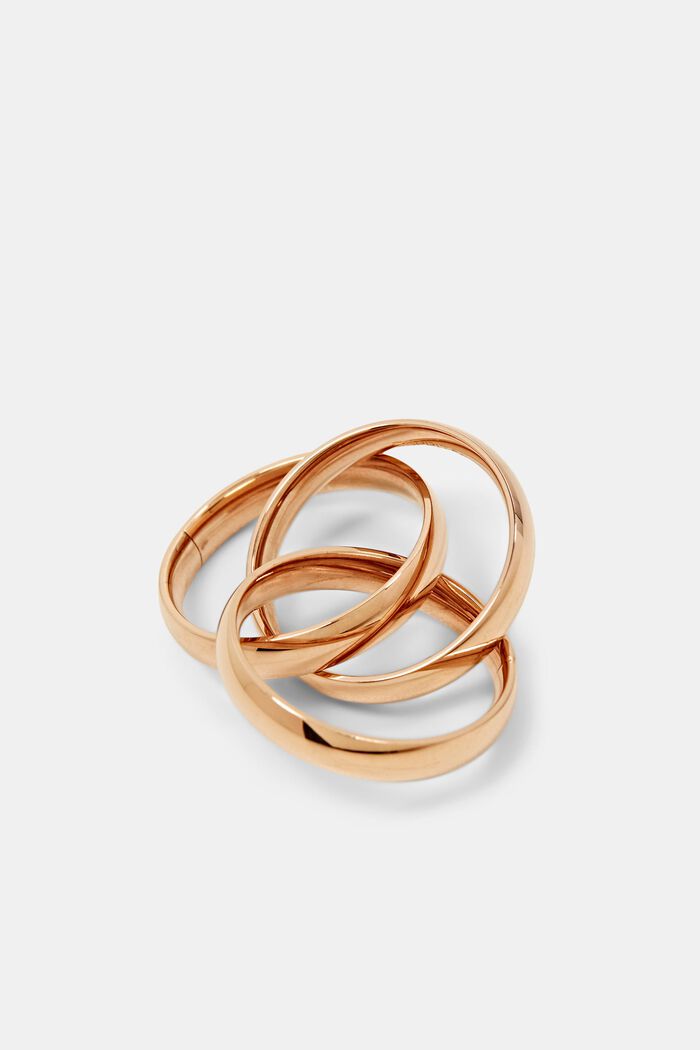 Rose Gold Trio Stainless Steel Ring, ROSEGOLD, detail image number 1