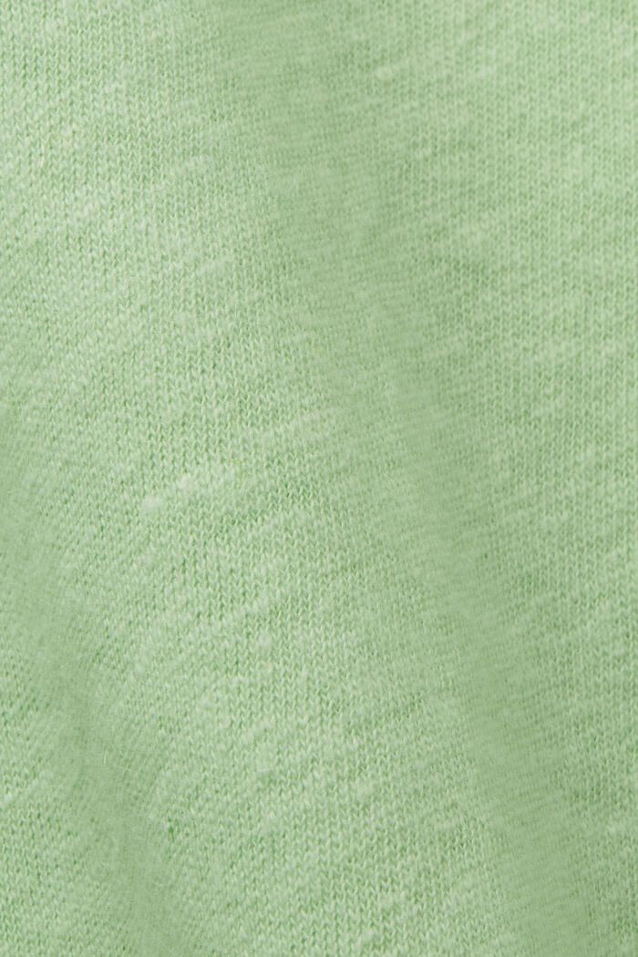 CURVY Cotton-linen blended t-shirt, CITRUS GREEN, detail image number 1