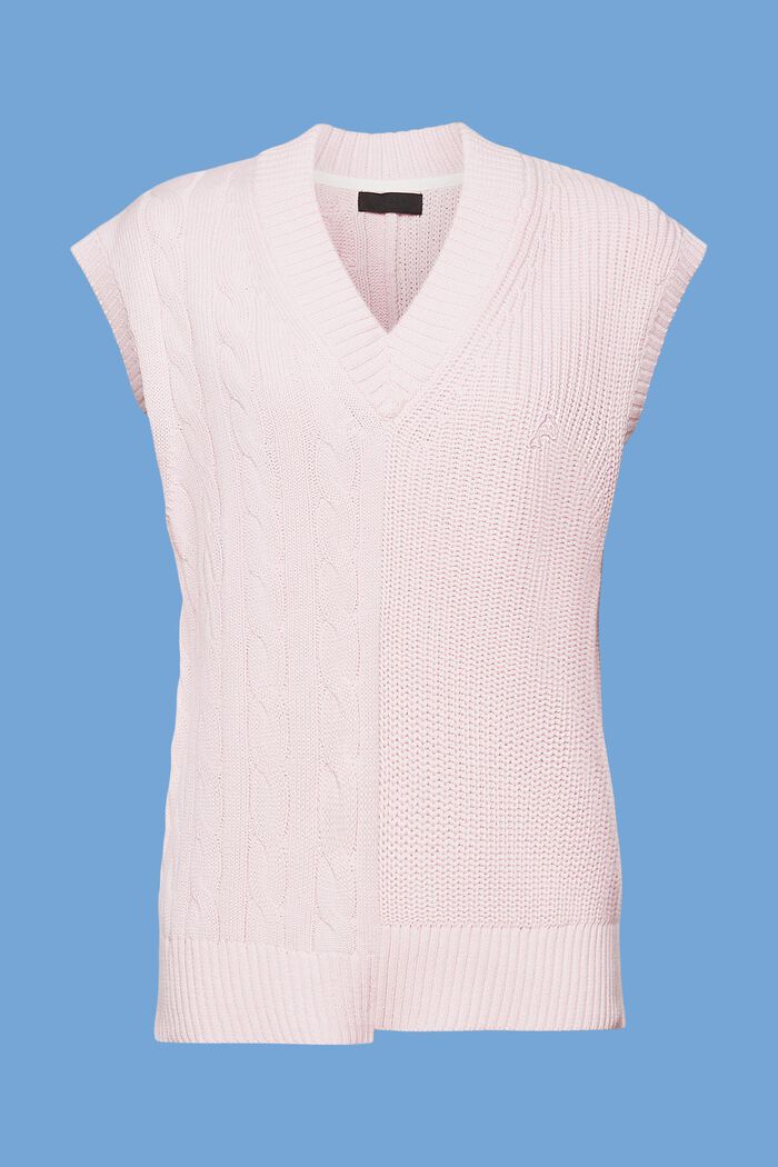 Mixed pattern chunky knit slipover, LIGHT PINK, detail image number 7