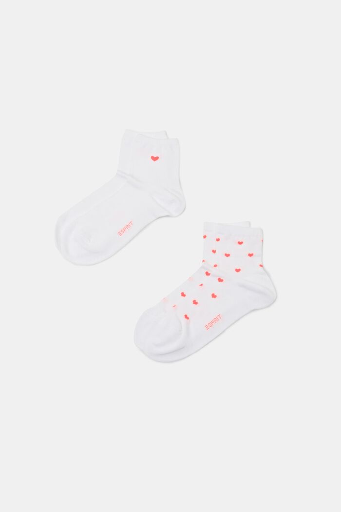 2-Pack Heart Socks, WHITE, detail image number 0