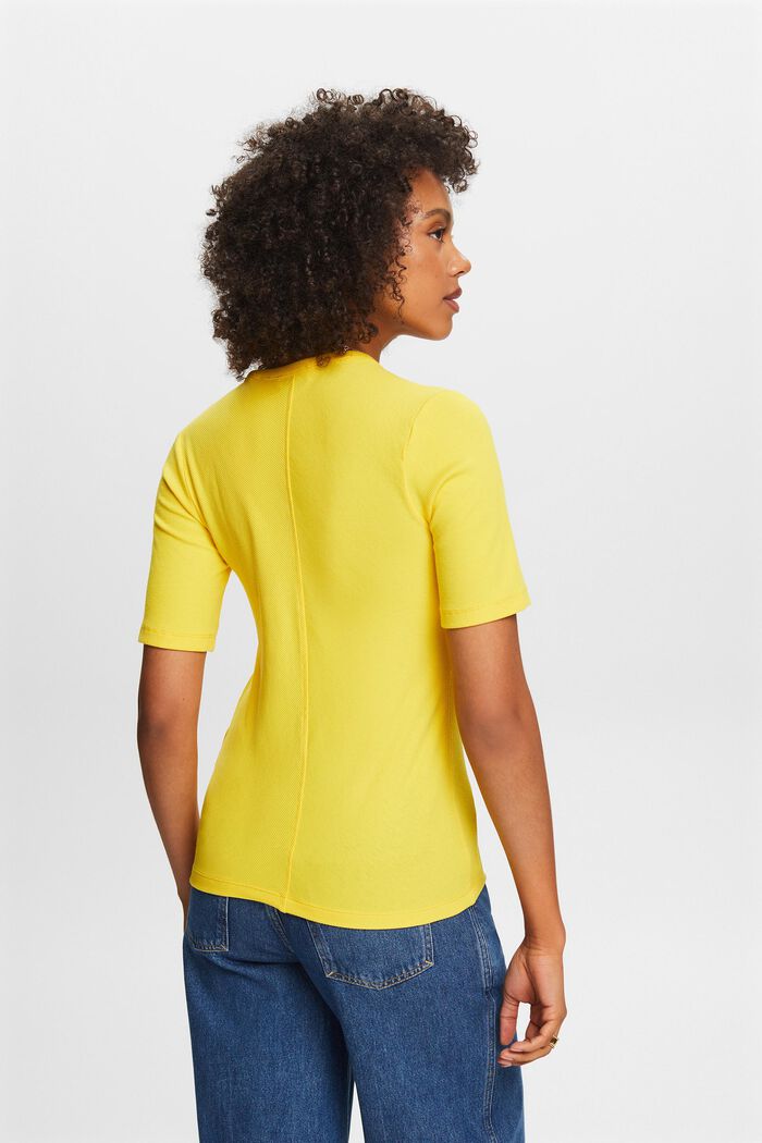 Ribbed V-Neck T-Shirt, YELLOW, detail image number 2