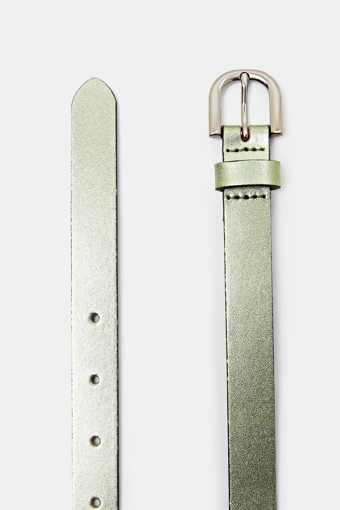 Metallic Leather Belt, LIGHT AQUA GREEN, detail image number 1