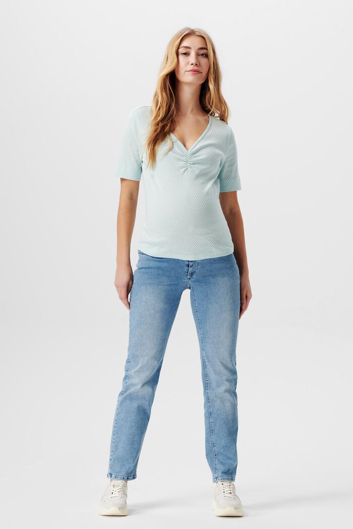 Straight leg jeans with over-the-bump waistband, LIGHT WASHED, detail image number 0