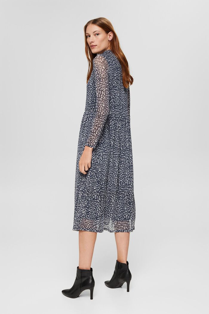 Printed midi-length mesh dress, DARK BLUE, detail image number 2