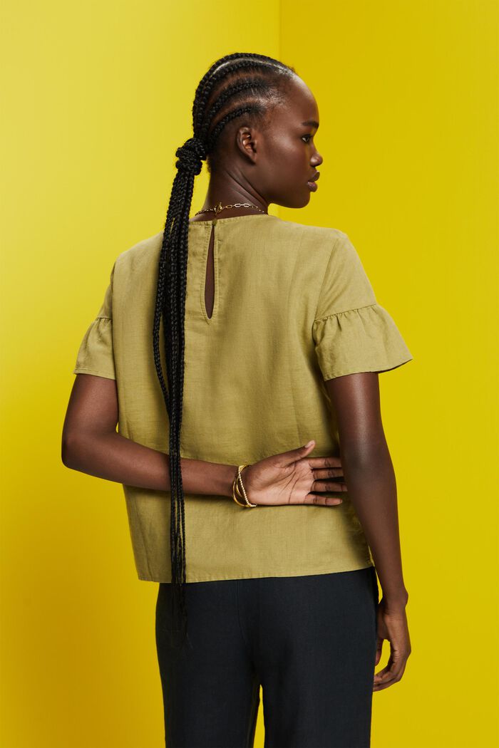 Short sleeve blouse, cotton-linen blend, PISTACHIO GREEN, detail image number 3