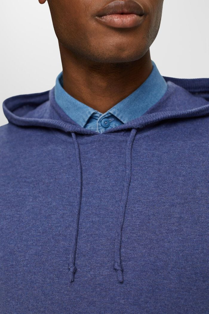 Knit hooded jumper, GREY BLUE, detail image number 3