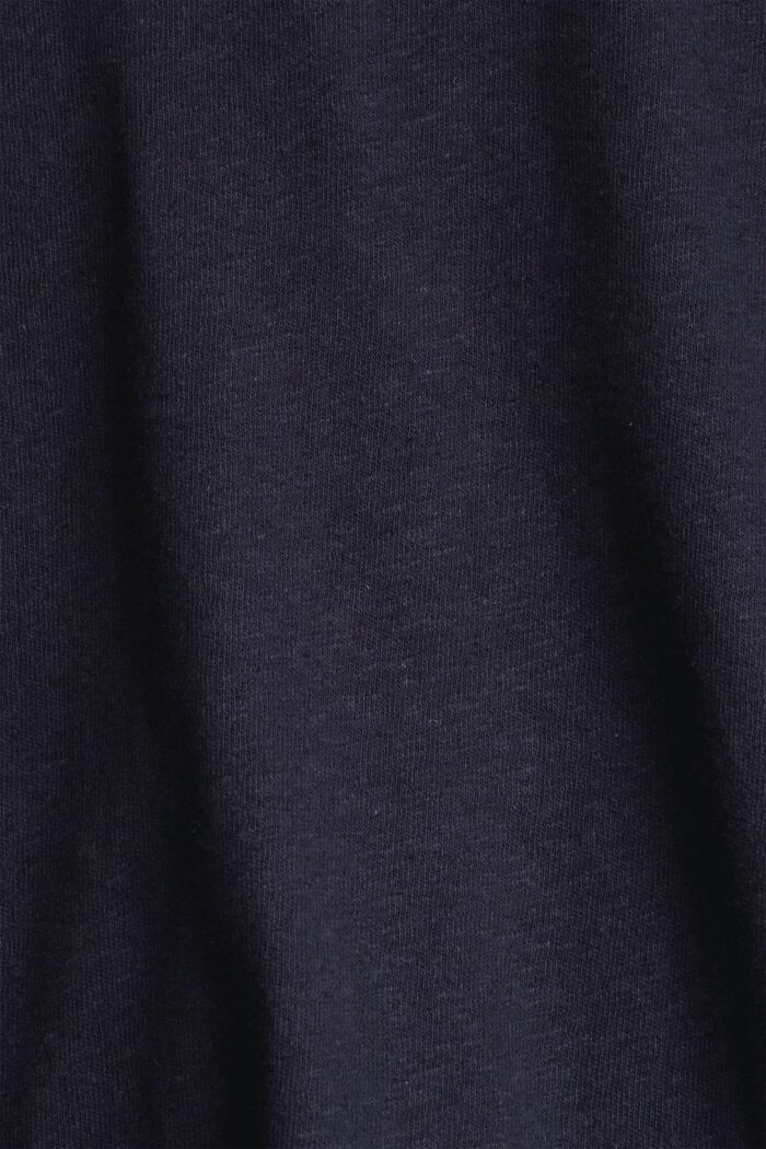 Linen blend long-sleeved top with a button placket, NAVY, detail image number 1