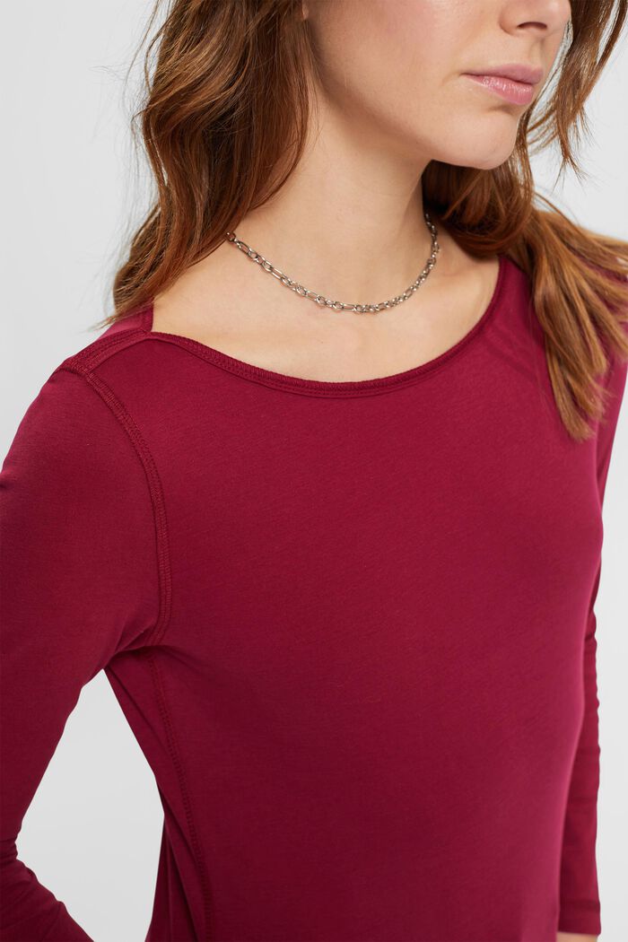 Long sleeved boat neck top, CHERRY RED, detail image number 2