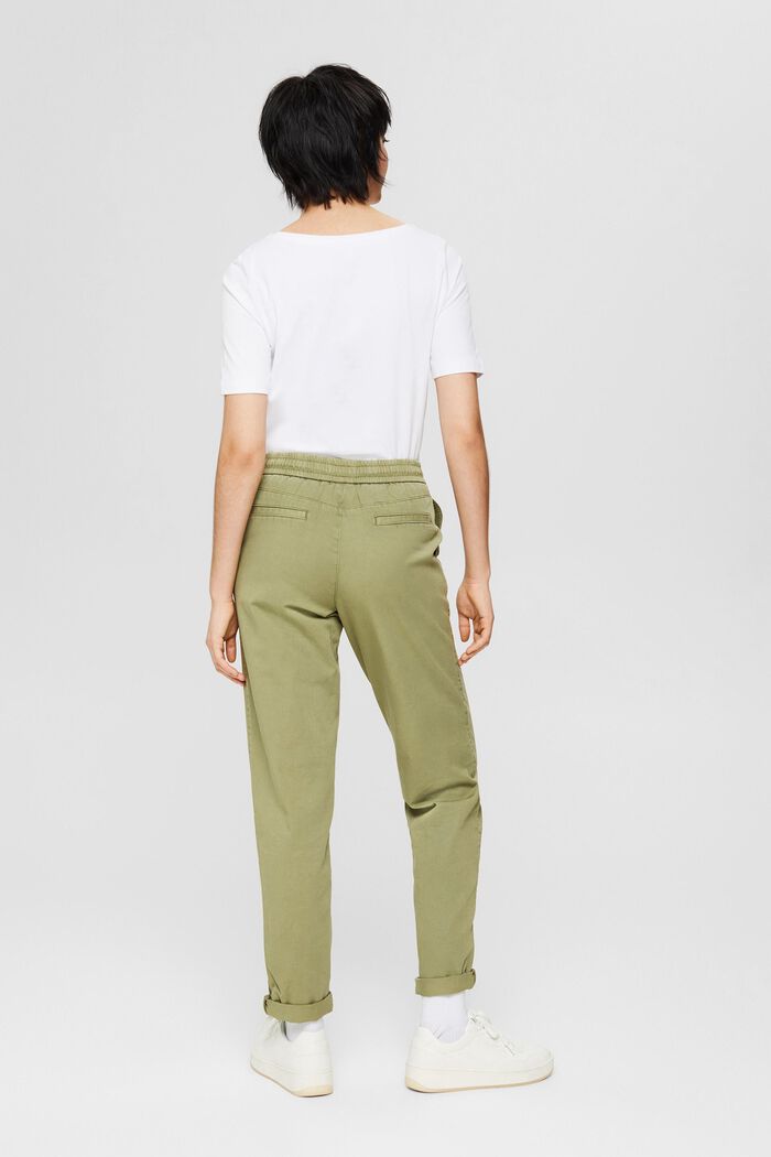 Trousers with a drawstring waistband made of pima cotton, LIGHT KHAKI, detail image number 3