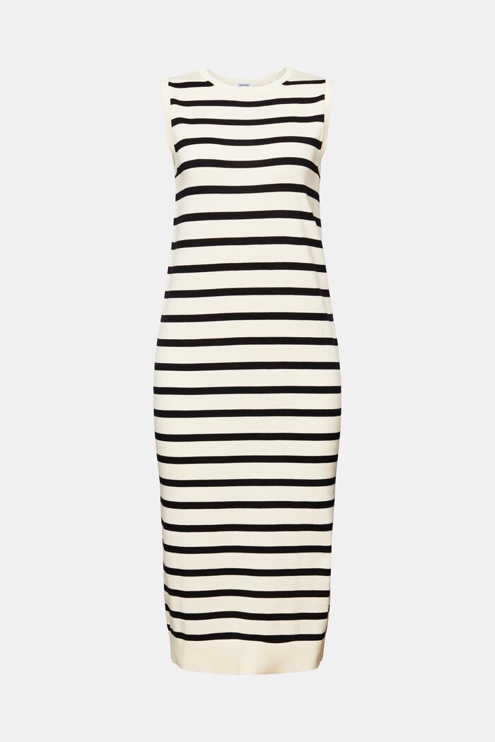 Striped Sleeveless Midi Dress, CREAM BEIGE, detail image number 6