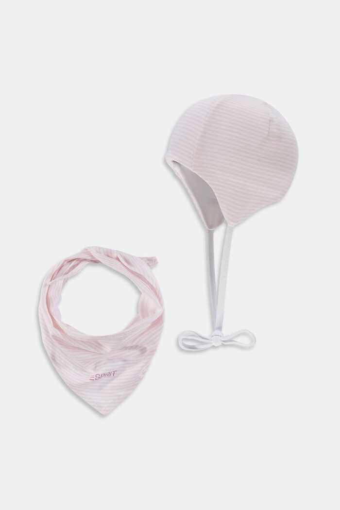 Baby bonnet and scarf set, BLUSH, overview