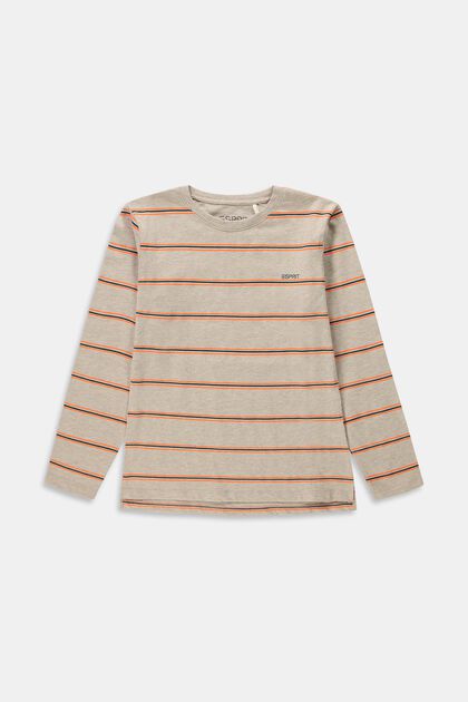 Striped long-sleeved top, LIGHT BEIGE, overview