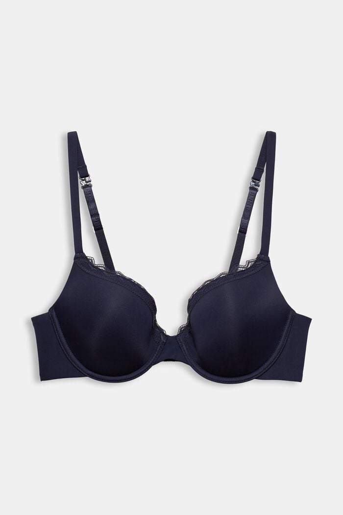 Recycled: padded, underwire bra with lace, NAVY, detail image number 4