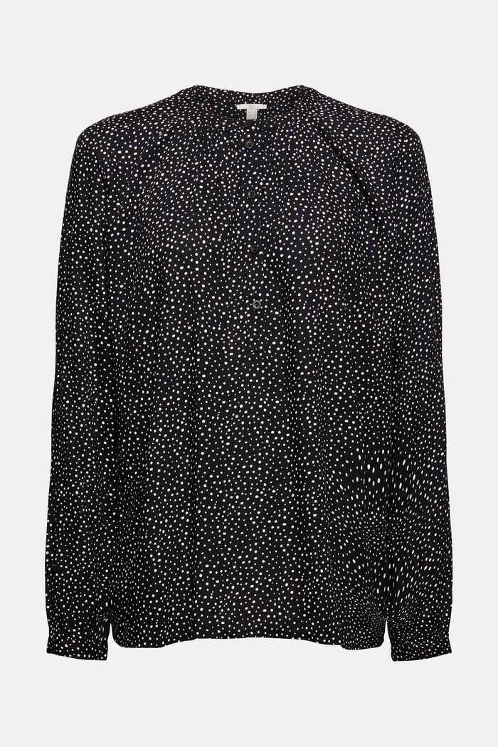 Henley blouse with print, LENZING™ ECOVERO™, BLACK, overview