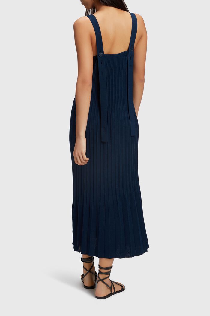 Pleated strap dress, NAVY, detail image number 3