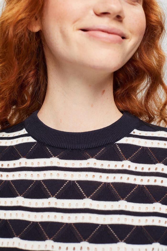 Pointelle jumper with stripes, NAVY, detail image number 0
