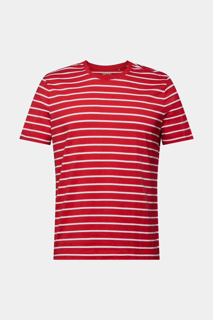 Striped Cotton Jersey T-Shirt, DARK RED, detail image number 7