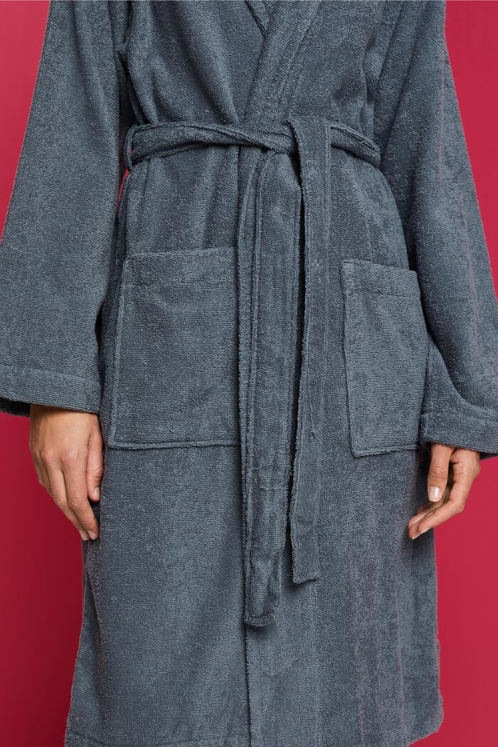 Unisex bathrobe, 100% cotton, GREY STEEL, detail image number 2