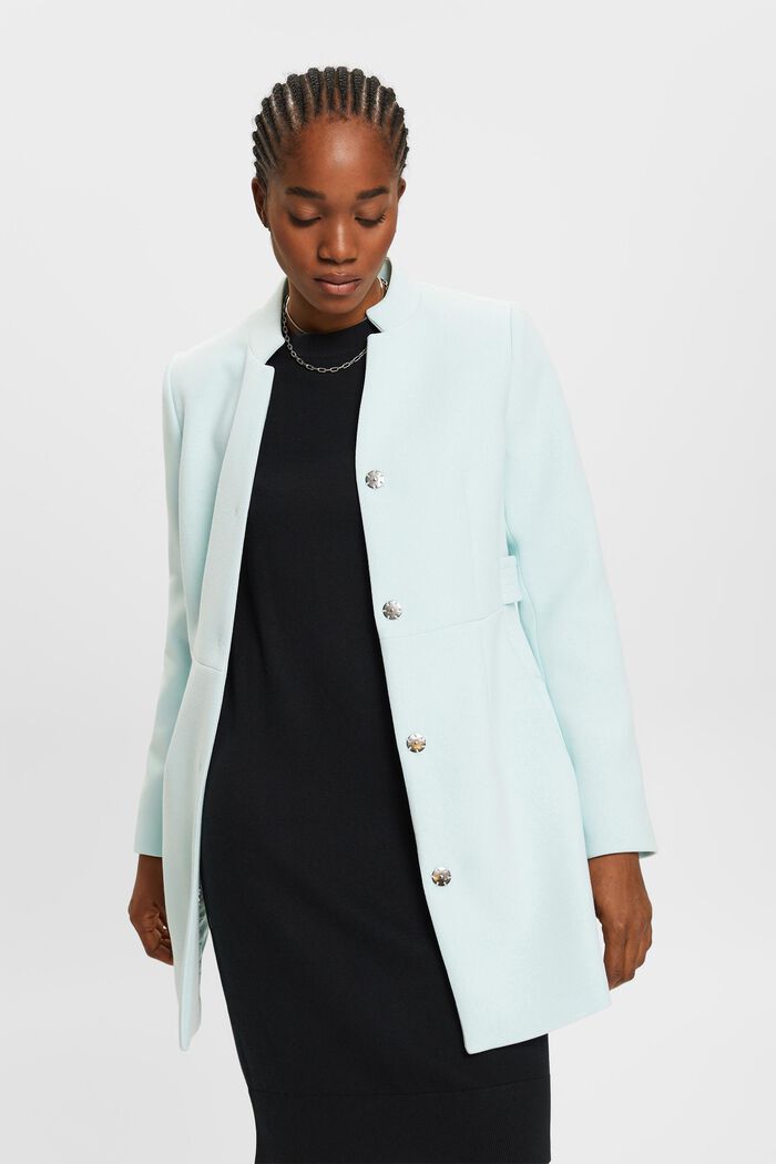 Waisted coat with inverted lapel collar, LIGHT AQUA GREEN, detail image number 5