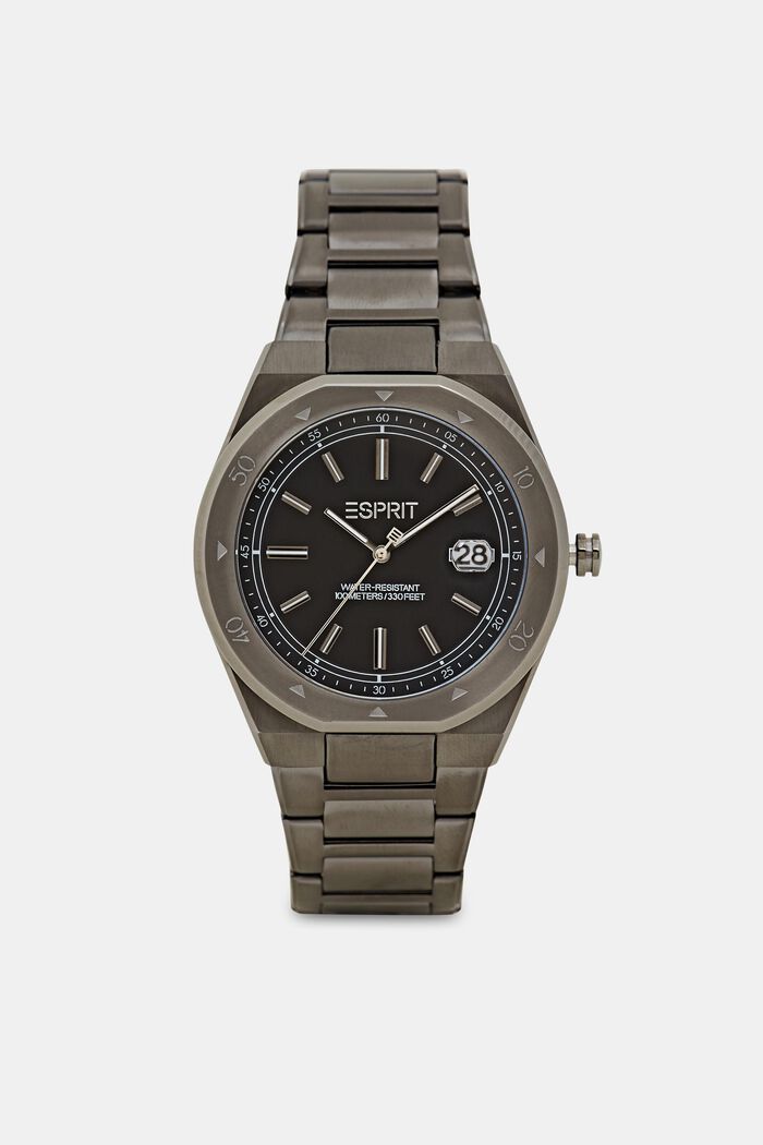 Edelstahl-Uhr mit Gliederarmband, GUNMETAL, detail image number 0