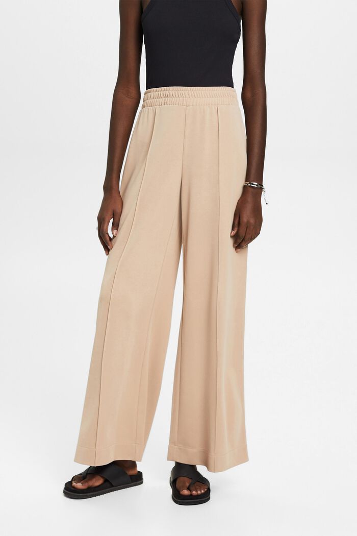 Wide-legged woven trousers, TAUPE, detail image number 0