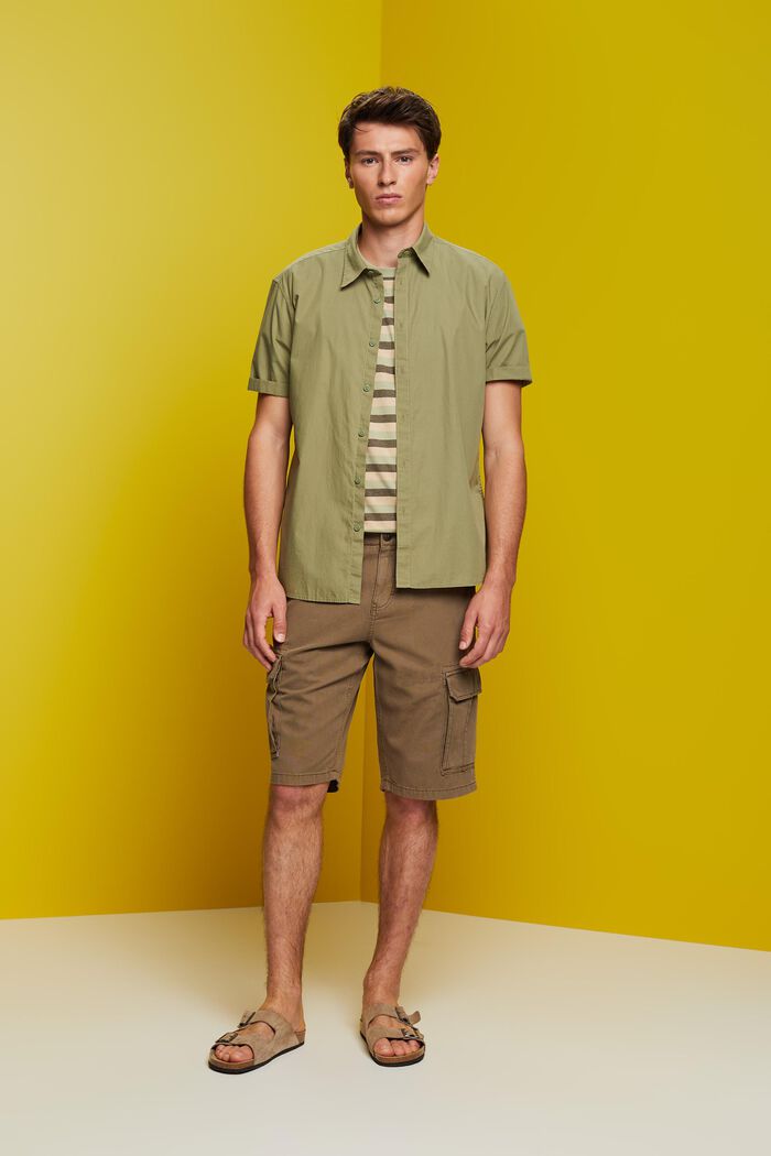 Cargo shorts, 100% cotton, KHAKI GREEN, detail image number 1